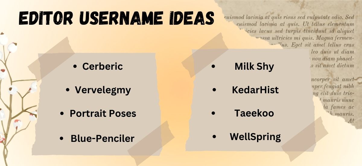 Editor Username Ideas